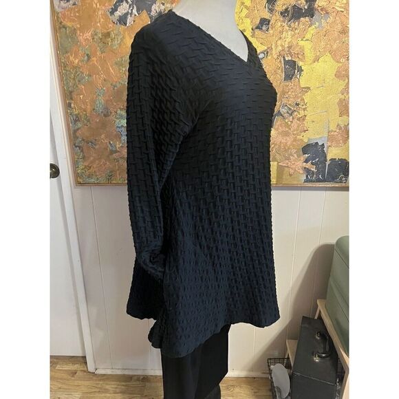 EDW Spirithouse Womens Medium A-Line Tunic Dress Black Ripple Textured Pockets - Picture 6 of 9